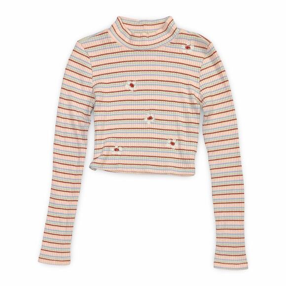 Nordstrom Originality Daisy Ribbed Cropped Turtleneck S Y2K NWOT - Picture 2 of 11